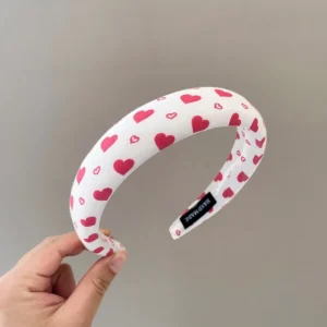 Sweet Plaid Hair Band For Women In Red, Made Of Cloth, Perfect For Spring & Summer